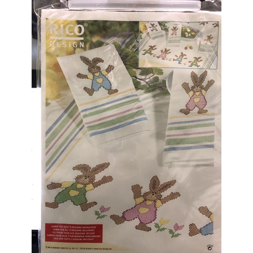 Rico Design Set Of Two Napkins‎ Counted Cross Stitch 14" X 14" New Striped